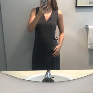 Vince silk sheer v neck shift dress